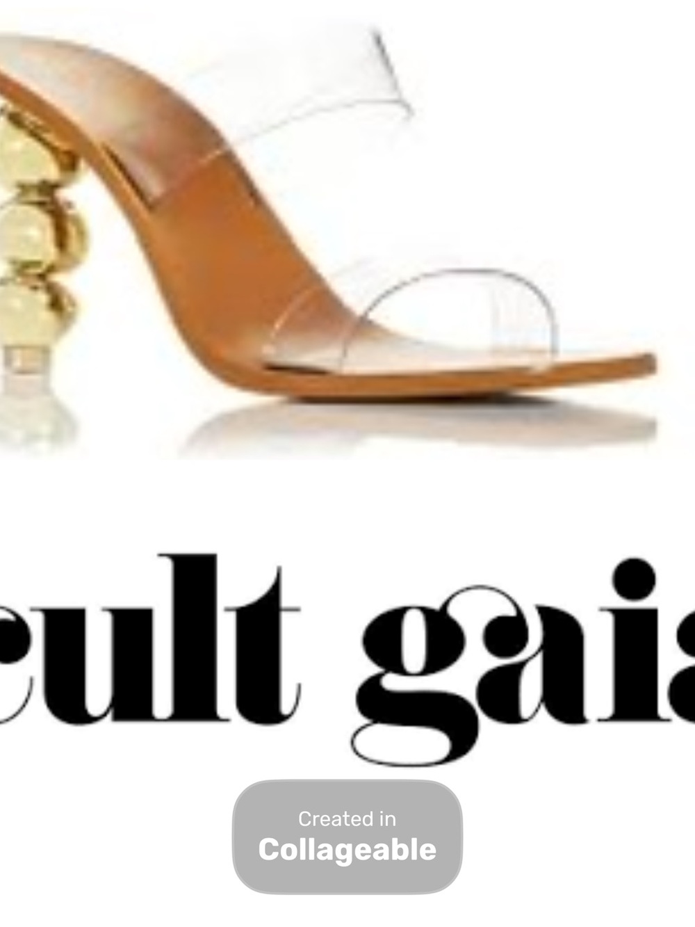 ‼️WOW‼️CULT GAIA Clear-Strap Tan  NUDE Sandal with Gold Sculptural Heel! NWT‼️